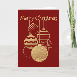 Christmas Bauble design with greeting red blank Card