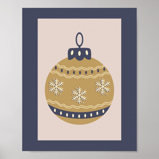 Christmas Bauble Gold And Blue Poster (Front)