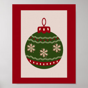 Christmas Bauble Green And Red Poster