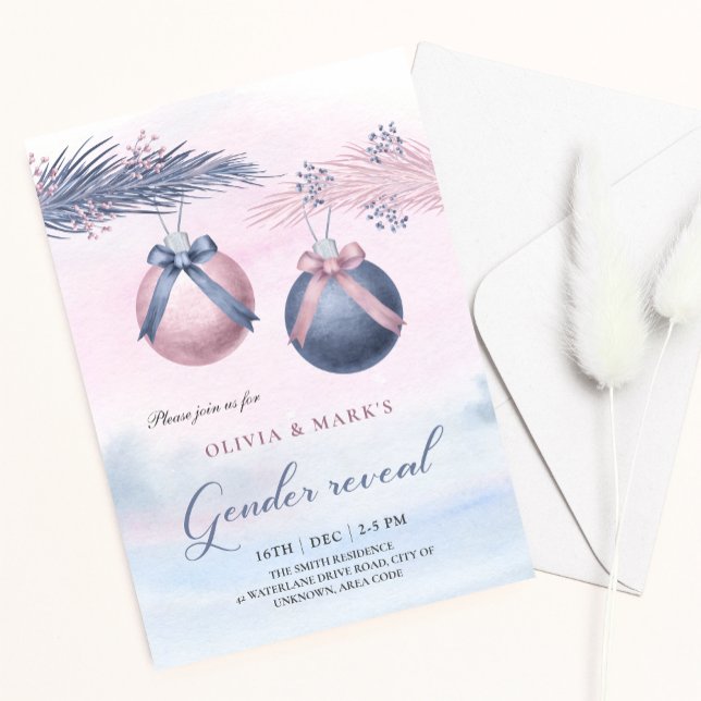 Christmas bauble Holiday Gender Reveal Invite (Creator Uploaded)
