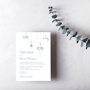 Christmas Bauble Ornaments Ice Blue Wedding Invitation