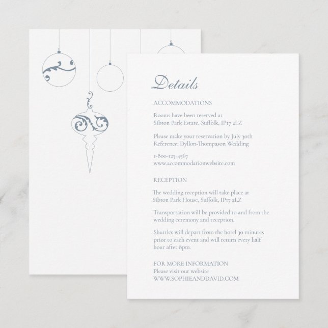 Christmas Bauble Ornaments Winter Blue Enclosure Card (Front/Back)