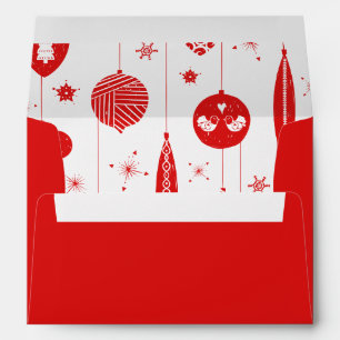 Christmas Bauble Red And White With Address Envelope