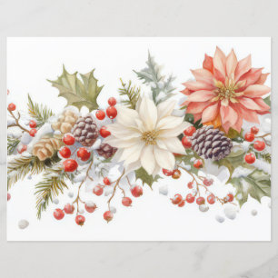 Christmas Baubles and Flowers Scrapbook Paper