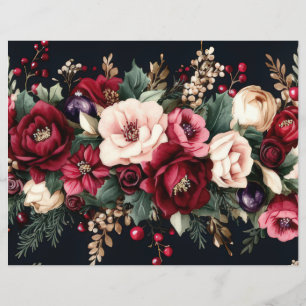 Christmas Baubles and Flowers Scrapbook Paper