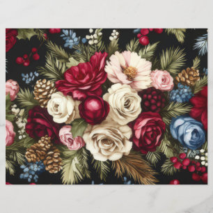 Christmas Baubles and Flowers Scrapbook Paper