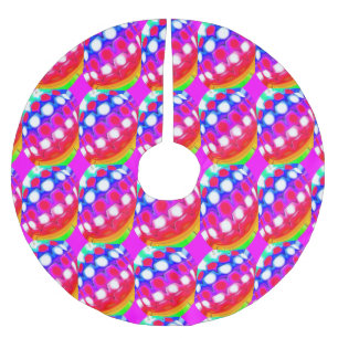 Christmas baubles brushed polyester tree skirt