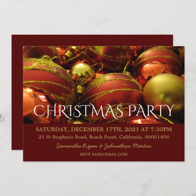 Christmas Baubles Christmas Invitation (Front/Back)
