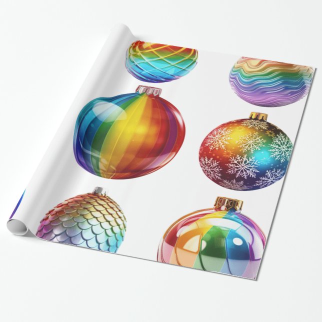 Christmas Baubles Digital Art Wrapping Paper (Unrolled)