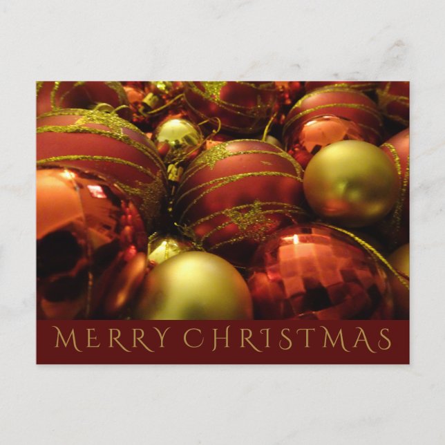Christmas Baubles Holiday Postcard (Front)