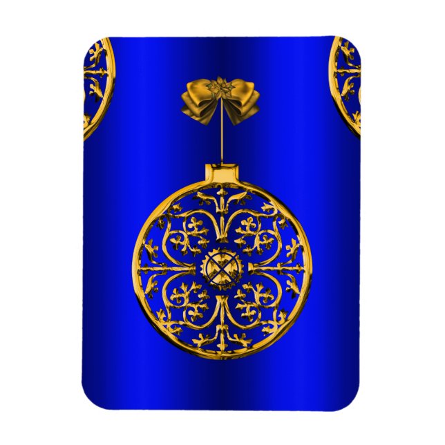 Christmas Baubles on Blue Magnet (Vertical)