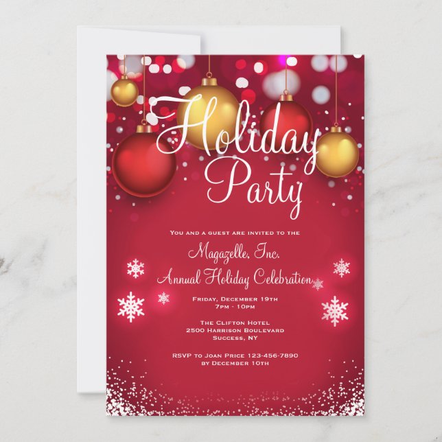 Christmas Baubles Party Invitation (Front)
