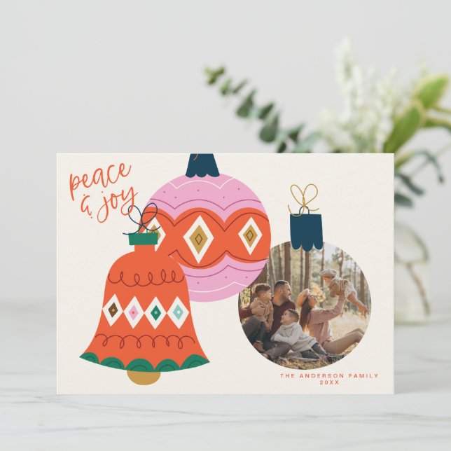 Christmas Baubles Photo Card  (Standing Front)