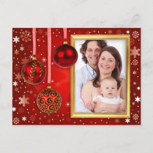 Christmas Baubles Photo Frame + your image & ideas Holiday Postcard