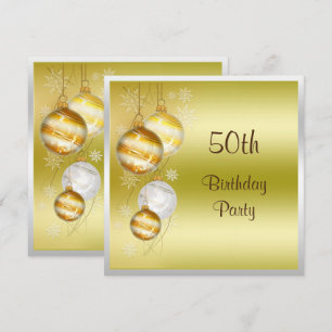 Christmas Baubles & Stars 50th Birthday Invitation
