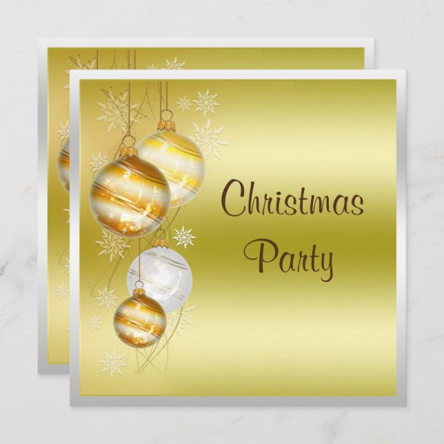 Christmas Baubles & Stars Christmas Party Invitation (Front/Back)