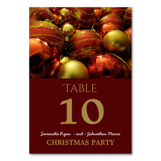 Christmas Baubles Table Number (Front)