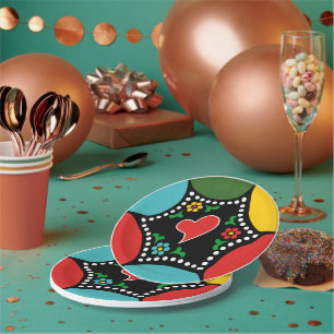 Christmas baubles with Portuguese Rooster heart Paper Plate
