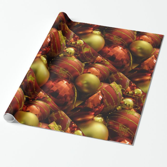 Christmas Baubles Wrapping Paper (Unrolled)