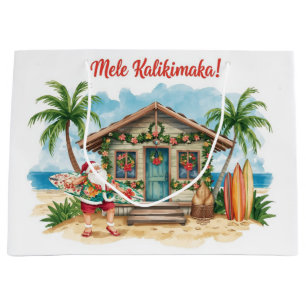 Christmas BBQ Santa at the Beach Florida Large Gift Bag