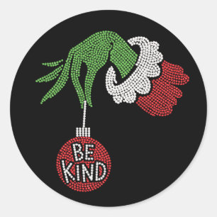 Christmas Be Kind Jingle Ball Rhinestone Bling Classic Round Sticker