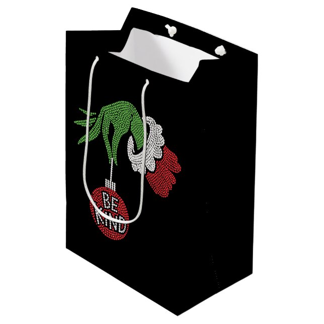 Christmas Be Kind Jingle Ball Rhinestone Bling Medium Gift Bag (Front Angled)