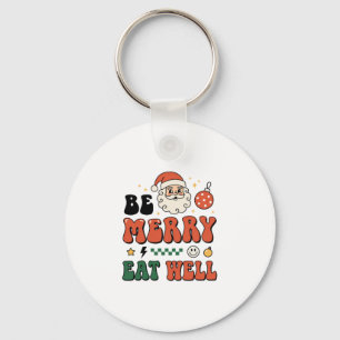 Christmas Be Merry Eat Well Santa Design Key Ring