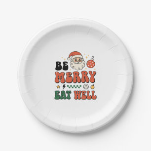 Christmas Be Merry Eat Well Santa Design Paper Plate
