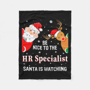 Christmas Be Nice To The Hr Specialist Santa Long Fleece Blanket