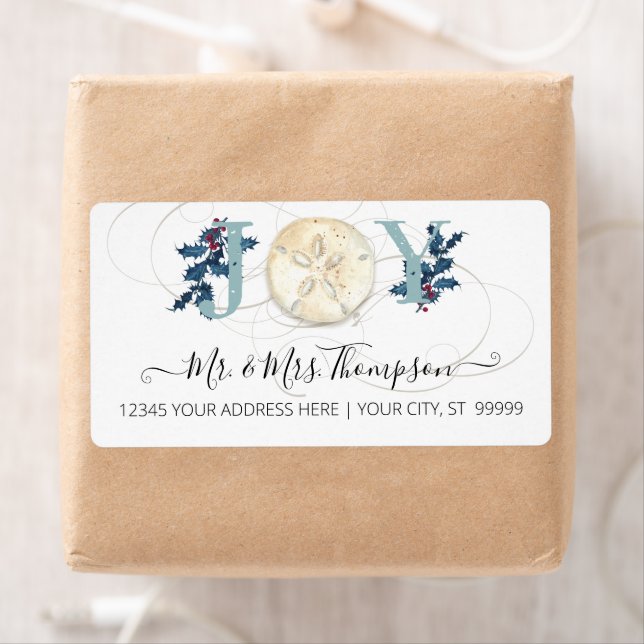 Christmas Beach Coastal Sand Dollar Blue Script (Insitu)
