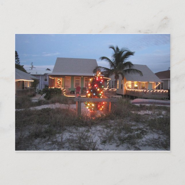 Christmas Beach Cottage Holiday Postcard (Front)