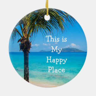 Christmas Beach Decor Ornament: My Happy Place Ceramic Tree Decoration