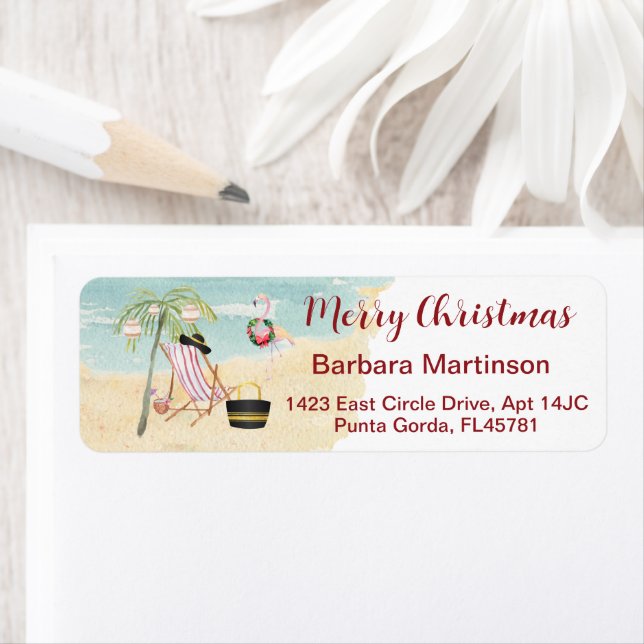 Christmas Beach Ocean Return Address  (Insitu)