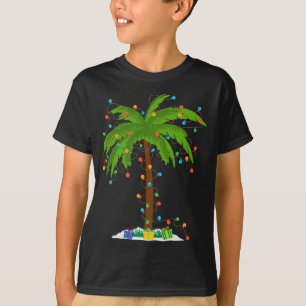 Christmas Beach Palm Tree With Xmas Lights Tropica T-Shirt