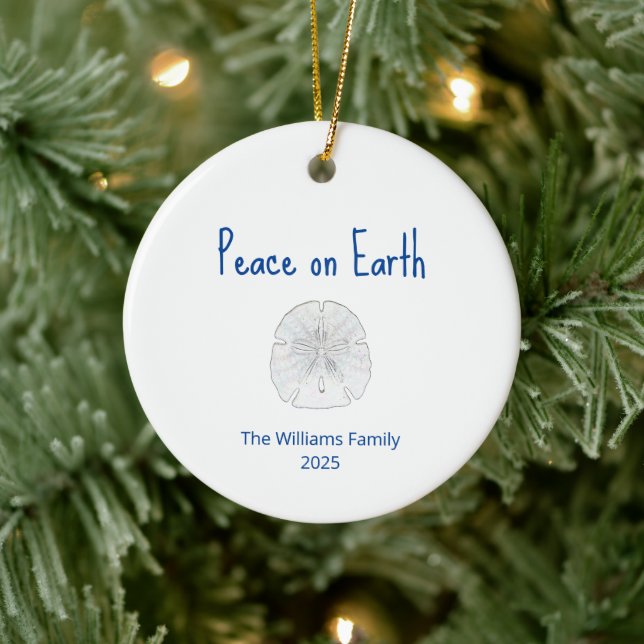 Christmas Beach Sand Dollar Peace on Earth  Ceramic Tree Decoration (Tree)