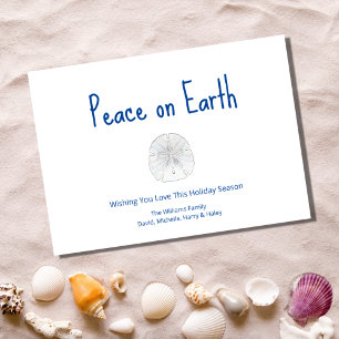 Christmas Beach Sand Dollar Peace on Earth   Holiday Card