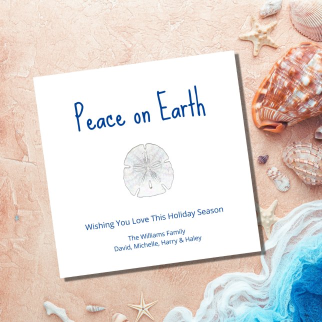 Christmas Beach Sand Dollar Peace on Earth  Holiday Card (Creator Uploaded)