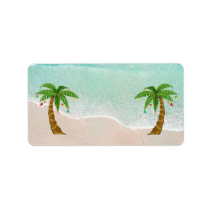 Christmas Beach Scene Address Labels