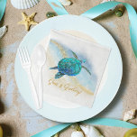Christmas Beach Sea Turtle Seas and Greetings Napkin<br><div class="desc">Entertain your guests in coastal holiday style, with these tropical beach Christmas paper plates, featuring a watercolor turquoise blue sea turtle on an abstract beach background with a faux gold glitter sparkly wave, and gold Seas & Greetings. Check out the collection for more matching products, or contact me through Zazzle...</div>