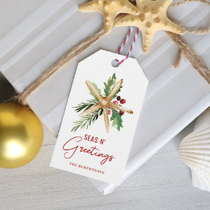 Christmas Beach Starfish Seas N Greetings Gift Tags