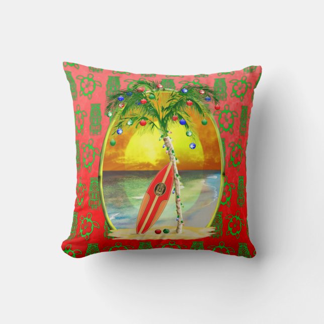 Christmas Beach Sunset Cushion (Front)