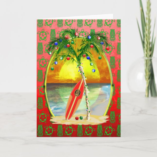 Christmas Beach Sunset Holiday Card (Front)