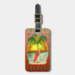 Christmas Beach Sunset Luggage Tag