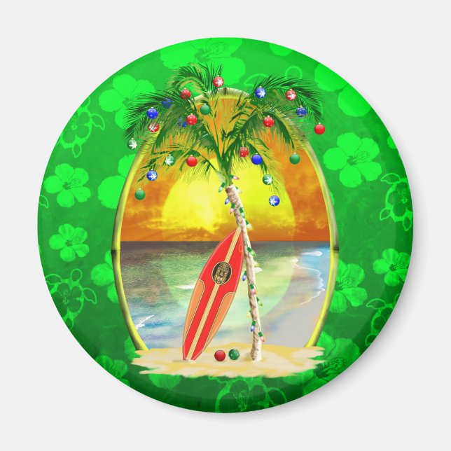 Christmas Beach Sunset Magnet (Front)