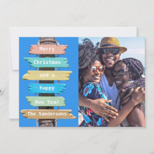 Christmas Beach Theme Sign  Photo Card