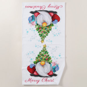 Christmas Beach Towel Gnome with Gift