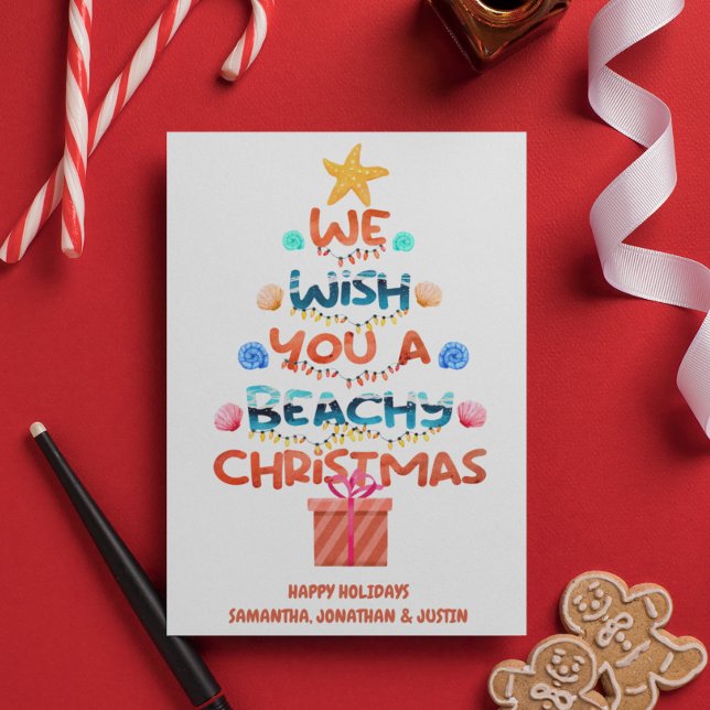 Christmas Beach tropical Beachy Tree Card (Creator Uploaded)