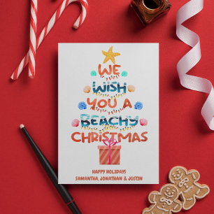 Christmas Beach tropical Beachy Tree  Postcard