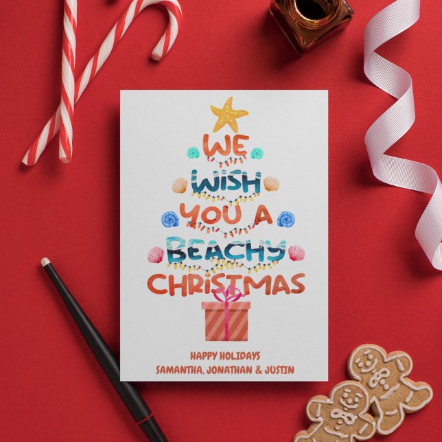 Christmas Beach tropical Beachy Tree  Postcard (Creator Uploaded)