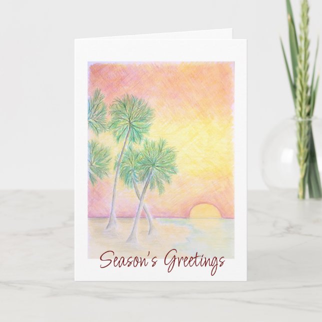 Christmas Beach Tropical Palm Trees   Holiday Card (Front)